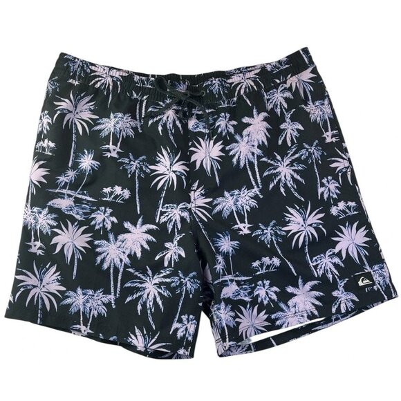 QUIKSILVER Men’s Large Surf Swim Board Shorts Coastal Valley Palm Tree Preppy - Picture 1 of 4